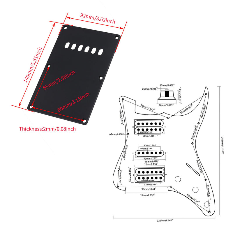 [AUSTRALIA] - Electric Guitar Pickguard Sets HSH 3 Ply SSS Single Coil and Tremolo Spring Trem Cover Back Plate 