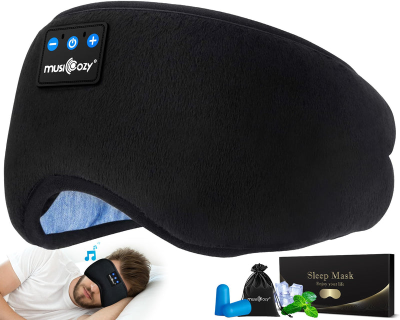 MUSICOZY Sleep Headphones Bluetooth Sports Headband, Wireless Music Sleeping Headphones Sleep Eye Mask Earbuds for Side Sleepers Workout Running Travel Yoga Office, Pack of 2