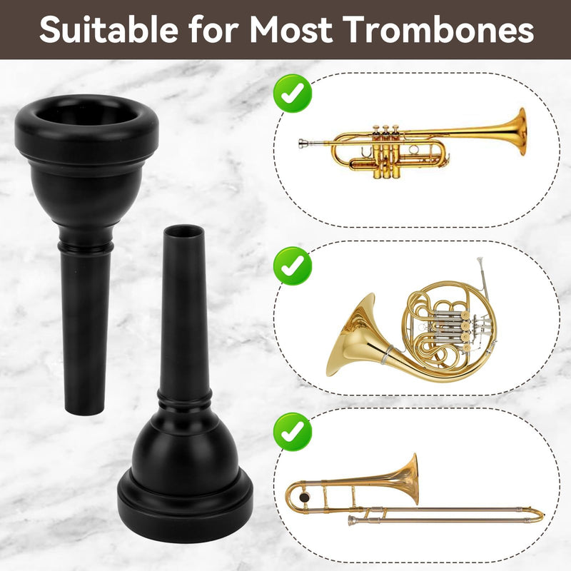 Trombone Mouthpiece MT‑22 Plastic Trumpet Mouthpiece Tenor Mouth Piece Baritone Mouthpiece Trombone Mouth Piece Tuba Mouthpieces Gift for Trombone Players(Black)