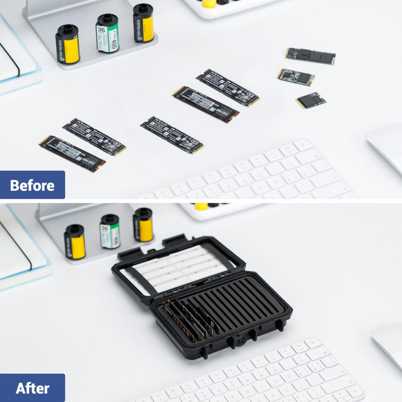 Hard + Clear：Hard M.2 SSD Holder with 4 Pack Clear Plastic SSD Cases