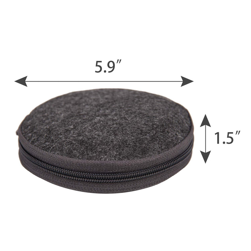 ELEZAY Small CD Case Round Felt 20 Capacity CDs Storage Wallet DVD Disc Holder Compact,Gray A-Gray