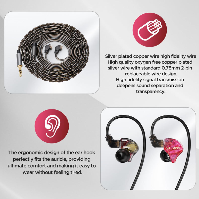 IEM,1BA+1DD 2 Driver in Ear Monitor,HiFi Earbuds Wired,Gaming Earbuds,Hybrid IEMS Earphones with Wooden Handmade Craft Surface Cover,Detachable Cable for Musician,Pop Rock R&B -Without Mic