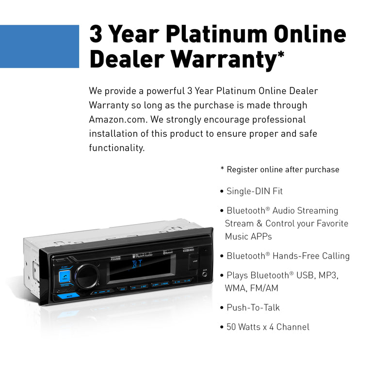 Planet Audio P350MB Car Stereo, Single DIN, Bluetooth, Hands-Free Calling