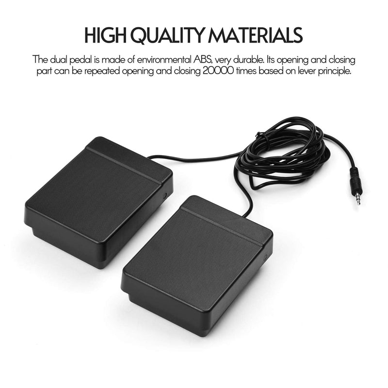 Dual Pedal 3.5mm Interface Compact Sustain Pedal Universal Dual Pedal for Musical Instruments Portable Folding Piano Electronic Keyboard Electronic Foldable Drum