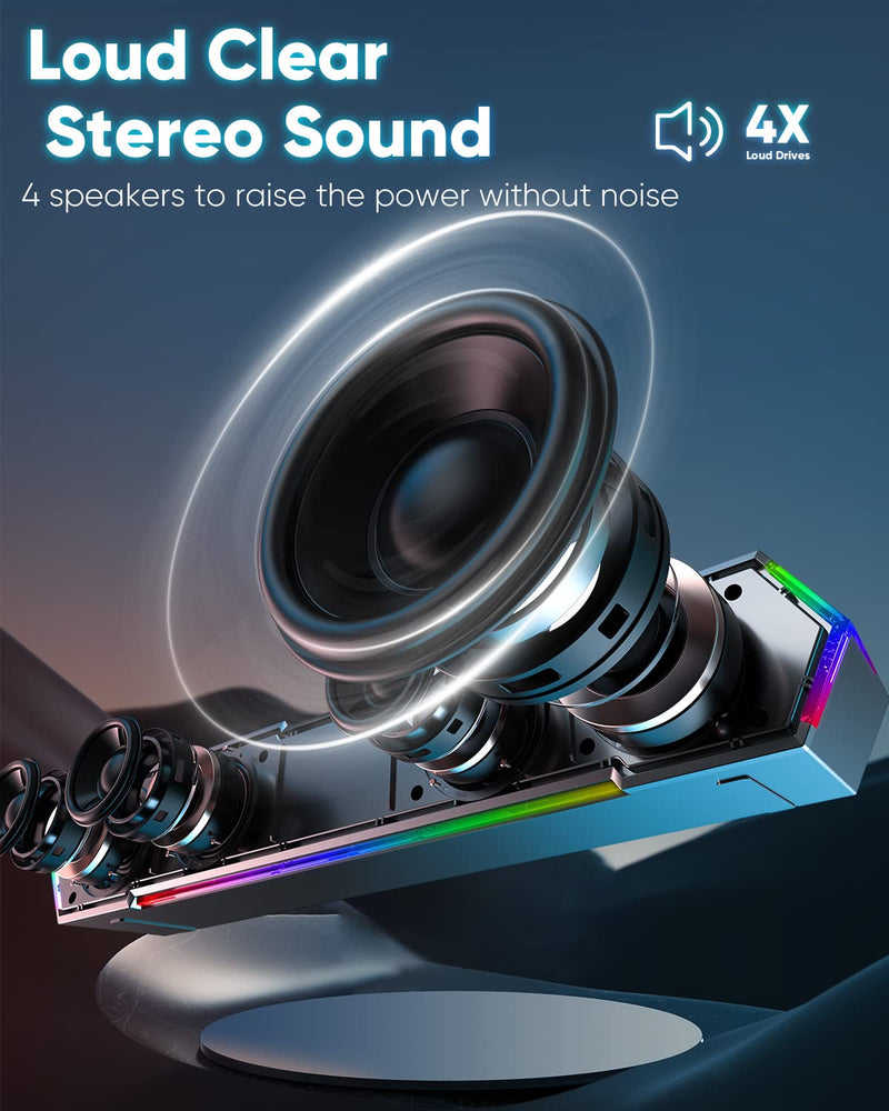 [AUSTRALIA] - LENRUE G11 Computer Speakers for Desktop, Touch Lights PC Speakers with Surge Clear Sound, USB C/USB Powered for Computer Desktop PC Laptop Monitor AUX_Black 