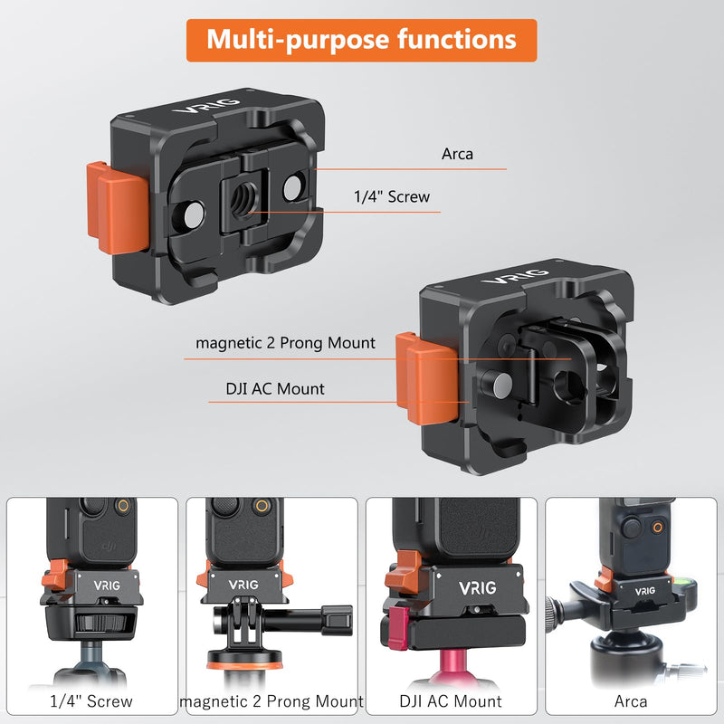 [AUSTRALIA] - VRIG Adapter Base for DJI Osmo Pocket3,PULUZ Dock Desktop Base Aluminum Alloy Bracket for DJI Osmo Pocket3 Accessories, 1/4 Screw Hole for Tripod, Handle or Selfie Stick 