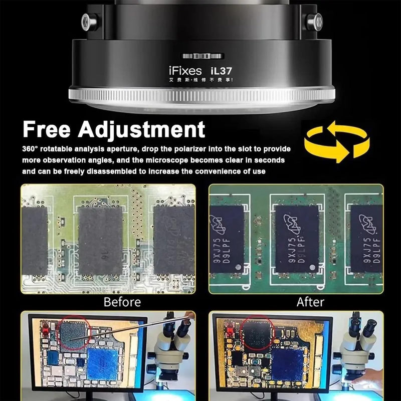 Microscope Polarized 96-LED Ring Light Anti Glare Microscope Lamp Illuminator for Soldering Repair Industrial Camera