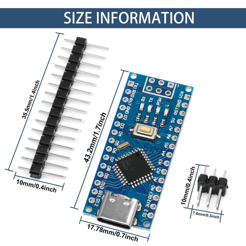 Nano Development Board with CH340 Chip Binghe Nano Development Board Chip CH340 Type-C Connector 5V 16M Compatible with Arduino IDE