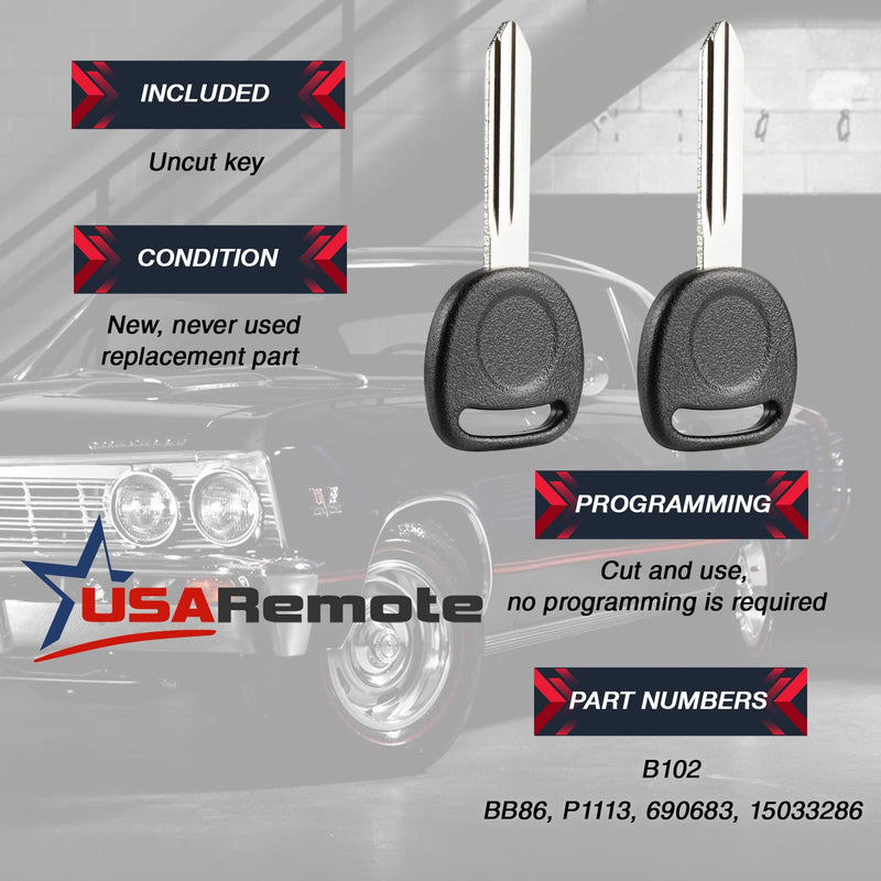 Key Fob Keyless Entry Remote with Ignition Key fits 2003-2006 Chevy Avalanche Equinox Silverado SSR Suburban Tahoe / GMC Sierra Yukon / Hummer H2 / Pontiac Torrent / Saturn Vue (LHJ011), Set of 2 g-lhj b102 [2]