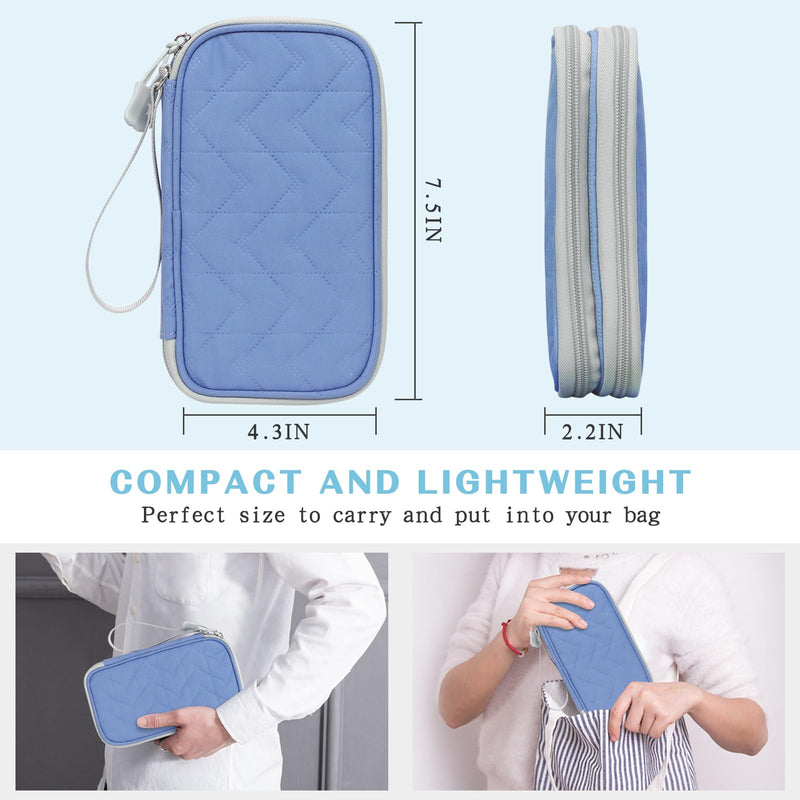FYY Travel Cable Organizer Pouch Electronic Accessories Carry Case Portable Waterproof Double Layers All-in-One Storage Bag for Cord, Charger, Phone, Pattern Blue Small Blue-Pattern