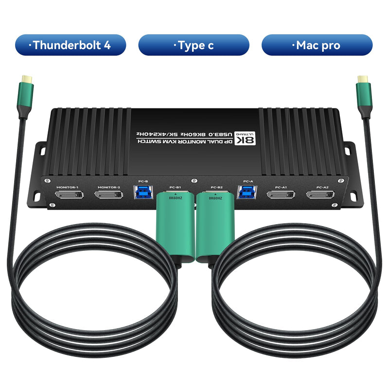 Thunderbolt 4 kvm Switch 144hz mac kvm Switch 144hz Thunderbolt kvm Switch 144hz Type c kvm Switch 144hz kvm Switch Type c 1440P 120Hz 144Hz Type-c to dp1.4 kvm Switch Cable