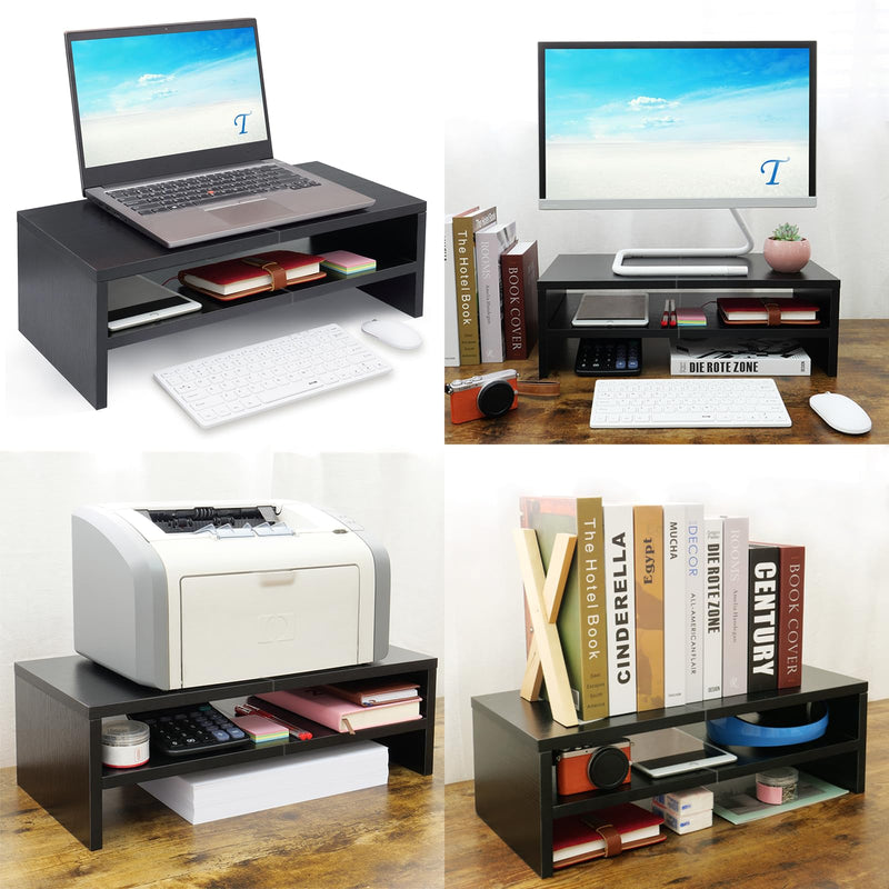 TEAMIX 2 Tiers +2 Pack Desktop Monitor Stand Riser 20 Inch Printer Stand, Desktop Organizer.