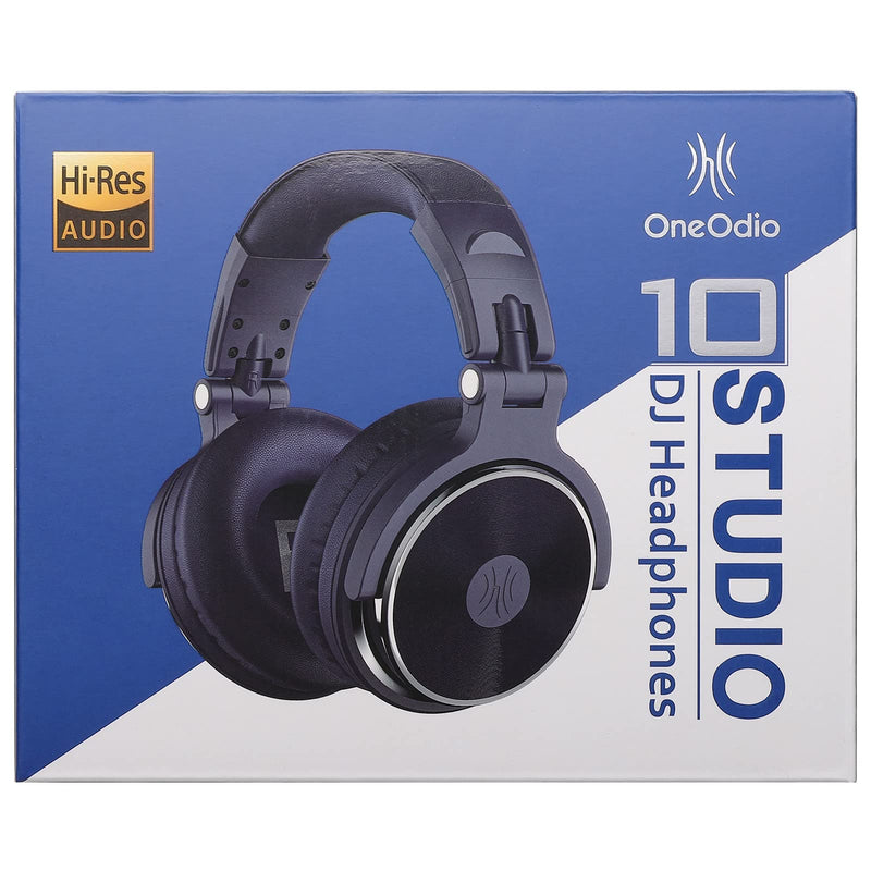 OneOdio Over Ear Headphone, Wired Bass Headsets with 50mm Driver, Foldable Lightweight Headphones with Share Port and Mic for Recording Monitoring Mixing Podcast Guitar PC TV (Dark Blue) Dark Blue One Size