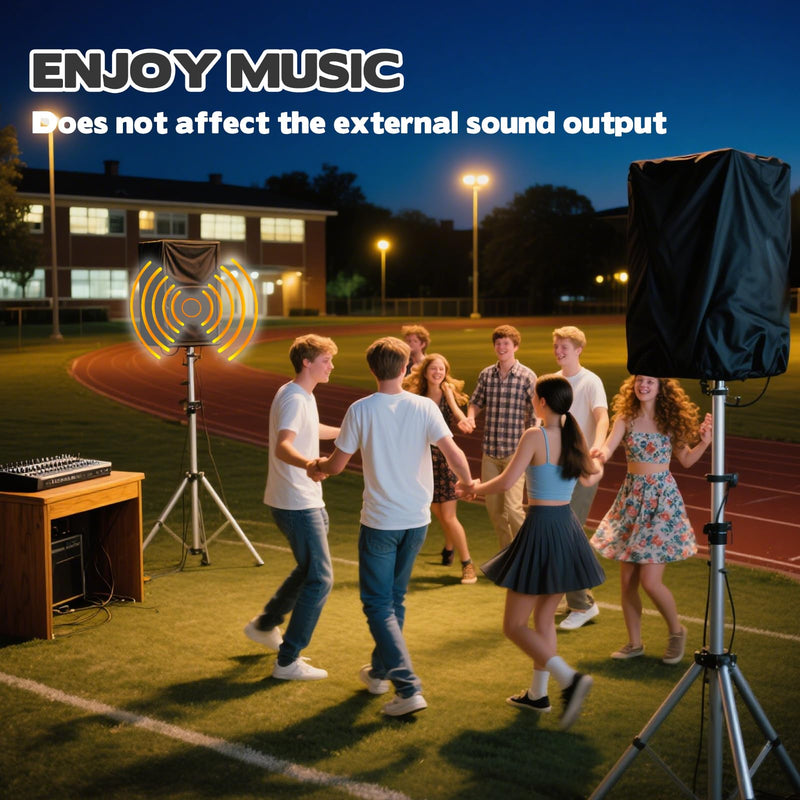 2 Pack 15 Inch Outdoor Speaker Covers, Black UV Protection PA/DJ Speaker Covers for Powered Speaker Mounted on Stand Oxford Fabric Speaker Protective Covers for Waterproof Dustproof