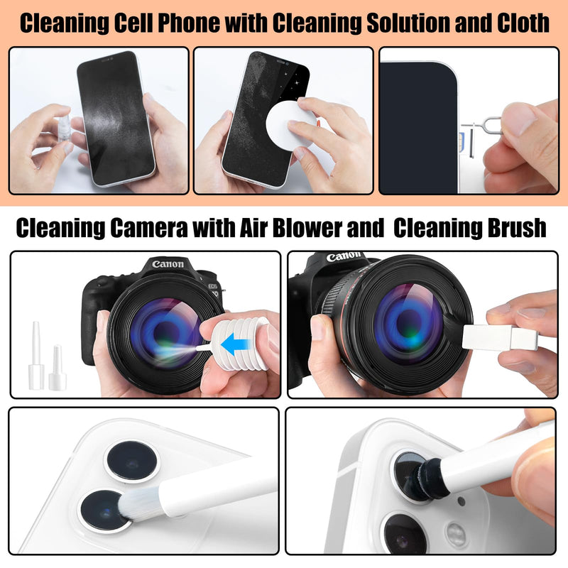 Laptop Phone Screen Cleaner Kit, Computer Keyboard Brush Cleaning Spray for iPhone AirPods MacBook iPad, 20-in-1 Electronic Device Clean Tool for Camera PC Monitor Earbud TV Tablet Car Screens White