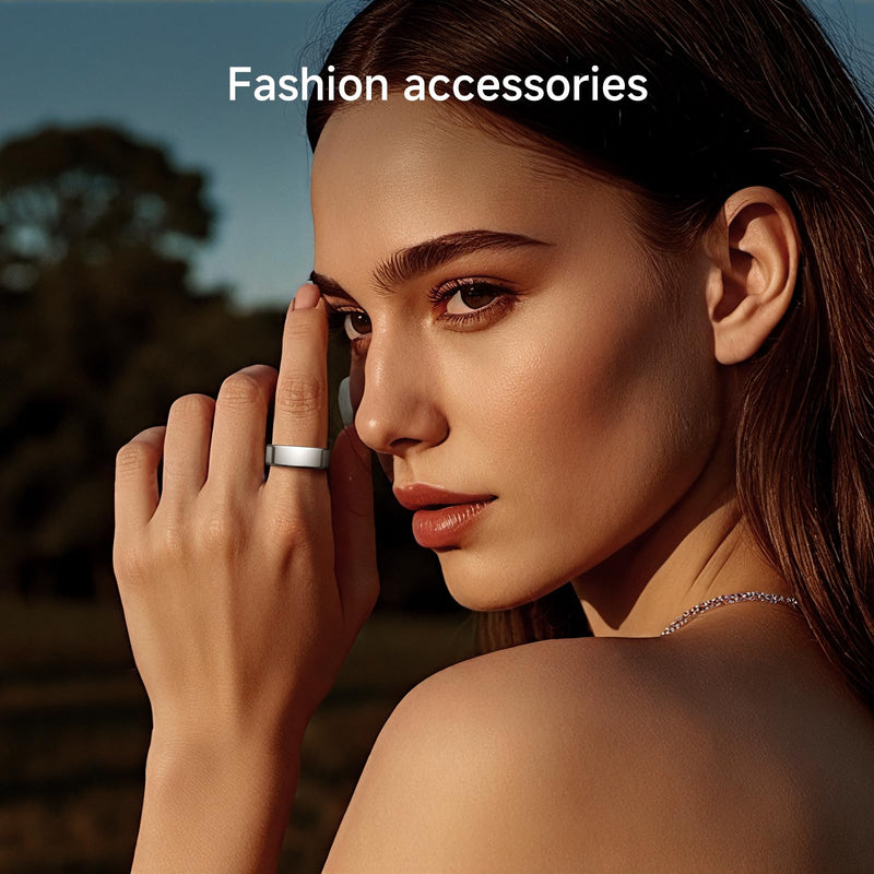 KIRAMA Smart Health Ring for Women Men Fitness Tracker with Heart Rate, Support Sleep Monitoring and Exercise Recording, IP68 Waterproof for iOS and Android, No APP Fee，Ultra-Thin Design (Silver, 7) Silver