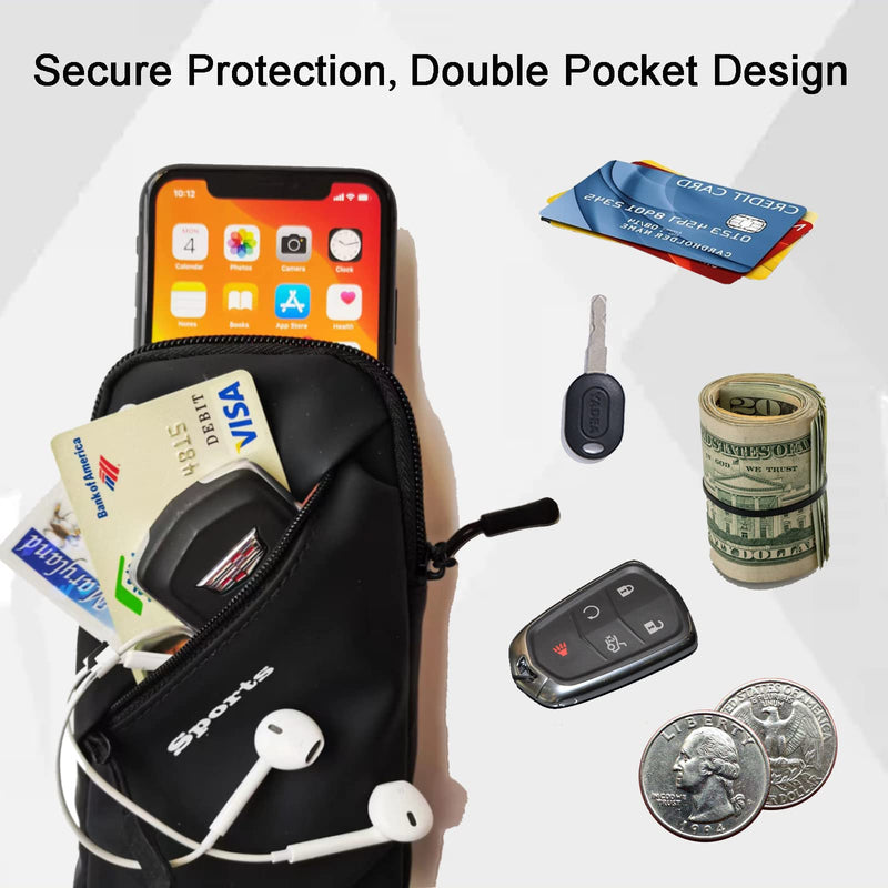 Phone Holder, Small Crossbody Shoulder Holsters Bag with Arm Band, Fits iPhone and Android, Use for Running, Walking, Hiking & Biking (6.7 Inches, Black)