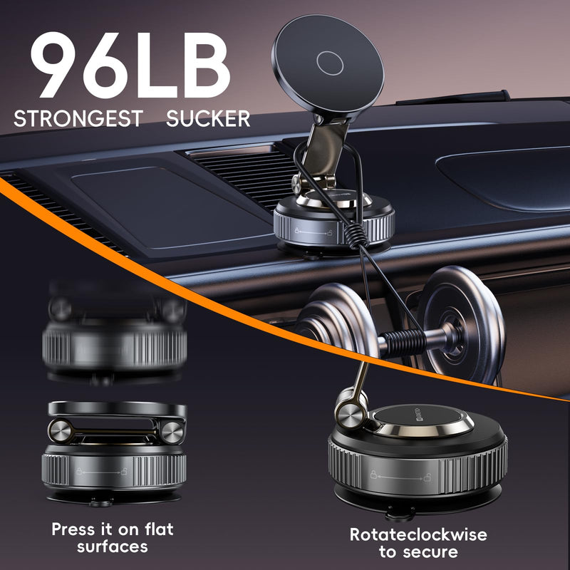 Magnetic Phone Holder for Car 2026 Heavy Duty Model 360° Adjustable Vacuum Suction Car Magsafe Phone Mount Cell Phone Holders for Your Car for iPhone 16 Pro Max 15 14 13 12 Plus (Metal Stand Rotor)