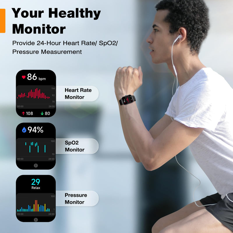 Fitpolo Smart Watch 1.8" Touchscreen Fitness Tracker Watches Blood Oxygen Heart Rate Monitor,Calls,Alexa Built-in, Sleep Calorie Step Counter Waterproof Activity Trackers for Android iPhone