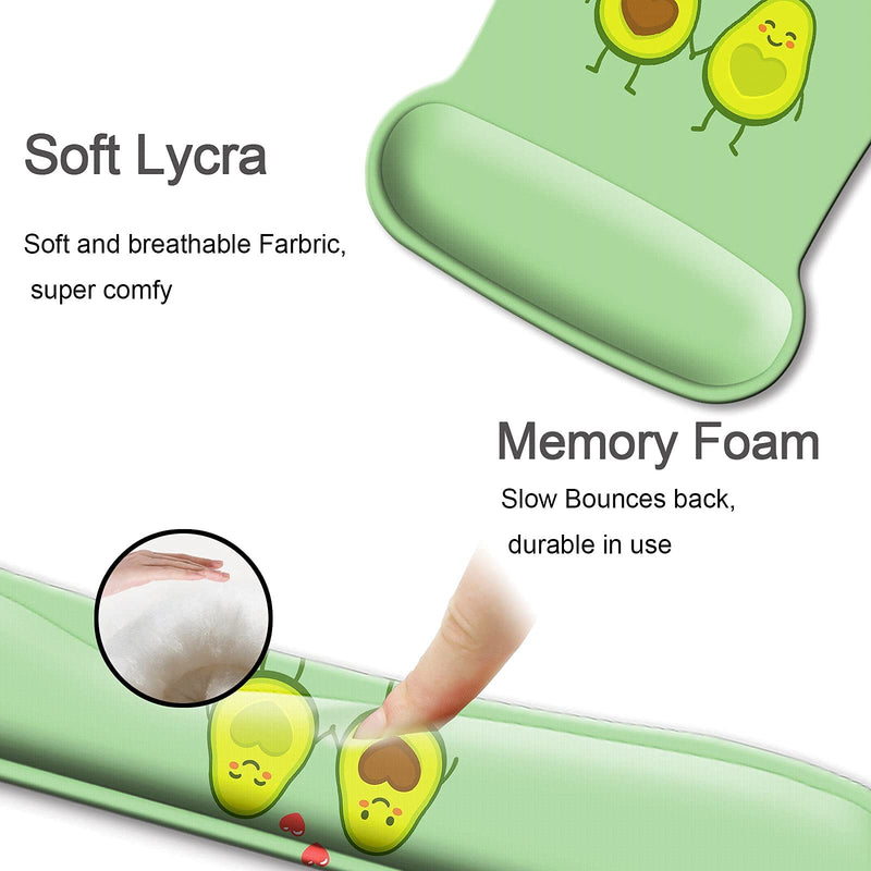 Keyboard Wrist Rest Pad and Ergonomic Mouse Pad with Wrist Support Gel Set, Non-Slip Rubber Base, Cute Mouse Pad for Easy Typing & Pain Relief, for Gaming, Computer, Office -Avocado O-Avocado