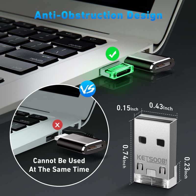 USB C to USB Adapter 3 Pack USB C Female to USB A Male with Green LED Indicator Type C to USB Converter Compatible with iPhone 13 12 11 Pro Max SE Samsung Galaxy S22 S21 Google Pixel (Green)