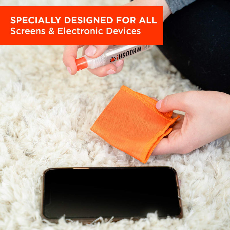 WHOOSH! Screen Cleaner Spray and Wipe - 1 fl oz + 1 Microfiber Cleaning Cloth - Travel Size Lens Cleaner for Car, Computer, Laptop, iPad, MacBook, Phone, Watch, Eyeglass - Electronic Cleaner Kit 1 fl oz (Pack of 1)