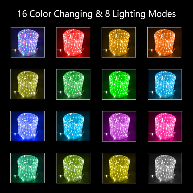LED Rope Lights with USB Powered, 2 Pack X 33Ft 100 LED String Lights Indoor Outdoor with Remote,16 Color Changing Fairy Tube Lights for Bedroom Garden Party Wedding Christmas 33ft x 2Pack(RGB)