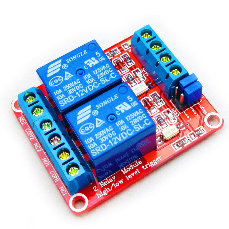 Hailege 2pcs DC 12V 2 Channel Relay Module with Insulated Optocoupler High and Low Level H/L Level Trigger Module Triggered by DC 12V