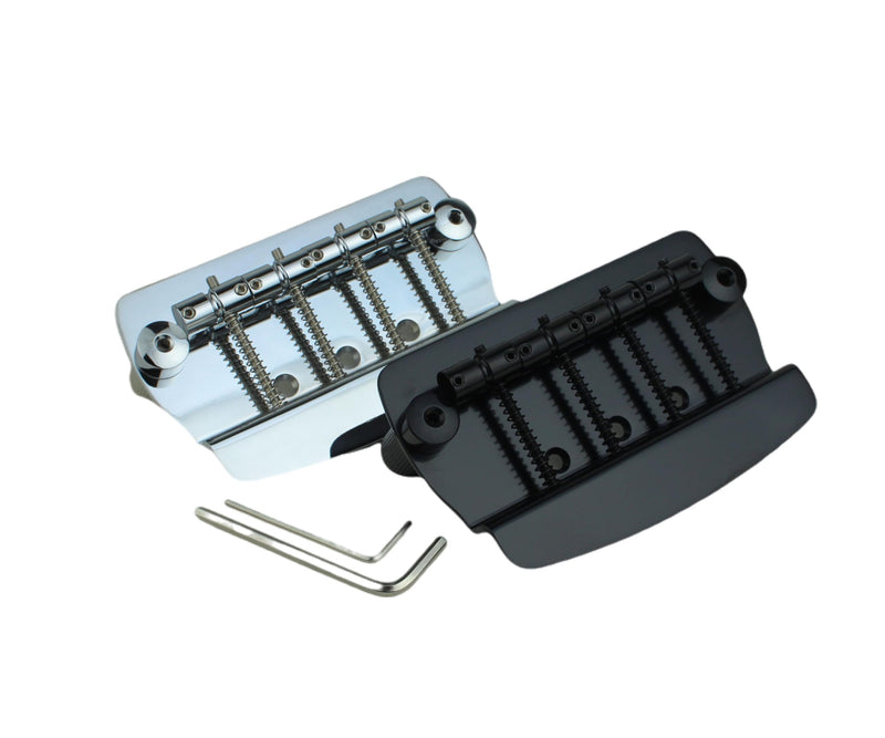 [AUSTRALIA] - Guyker Bridge Bass Guitar, Iron 4 String Fixed Bridge Saddles String Space 19mm Replacement Part for Jazz Bass JB or Precision Instruments PB (Black, MMB4) Black 