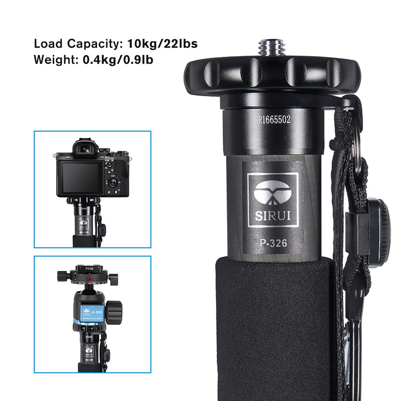 SIRUI Camera Monopod P-326 6 Section Carbon Fiber Compact Lightweight Travel Monopod