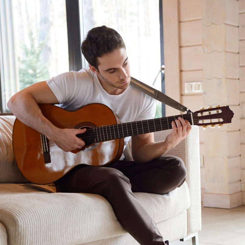 [AUSTRALIA] - Leather Guitar Strap, 3 inch Wide Comfortable Foam Cushion Padded Bass Strap, Adjustable Length from 51" to 57", with Strap Locks & Picks, for Bass/Electric/Acoustic Guitar (Brown) 