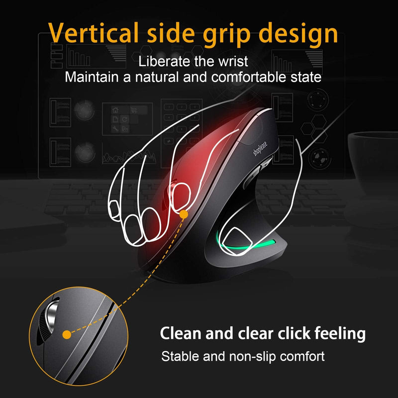 Wired Vertical Mouse, Optical Ergonomic Mouse with 4 Adjustable DPI 800/1200/2000/3200, 5 Buttons USB Computer Mouse , Better for Large and Medium Sized Hands Medium-Large