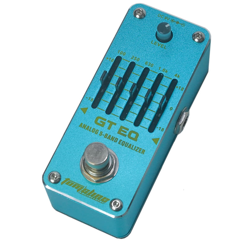 5 Band EQ Mini Guitar Pedal, Analog EQ Pedal, 5 Band GT Electric Guitar Equalizer (100Hz 250Hz 630Hz 1.6kHz 4kHz) Provides ±18dB for Each Band EQ Seeker for Guitar True Bypass Blue