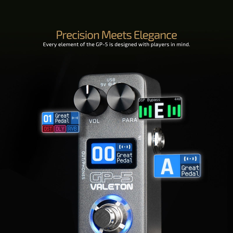 Valeton GP-5 Super Compact Multi-Effects Processor & NAM/IR Loader Pedal(Incl 1PCS Additional TRS Cable By VOLKTONE)