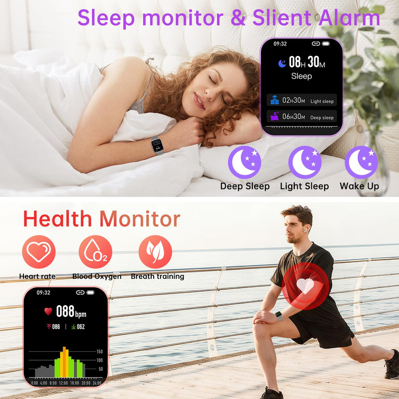 Smart Watch for Men Women Fitness: Waterproof Make Answer Call Digital Mens Watches Pedometer Smartwatch for Android Phone iPhone Samsung Compatible SpO2 Sleep Heart Rate Monitor Running Step Tracker