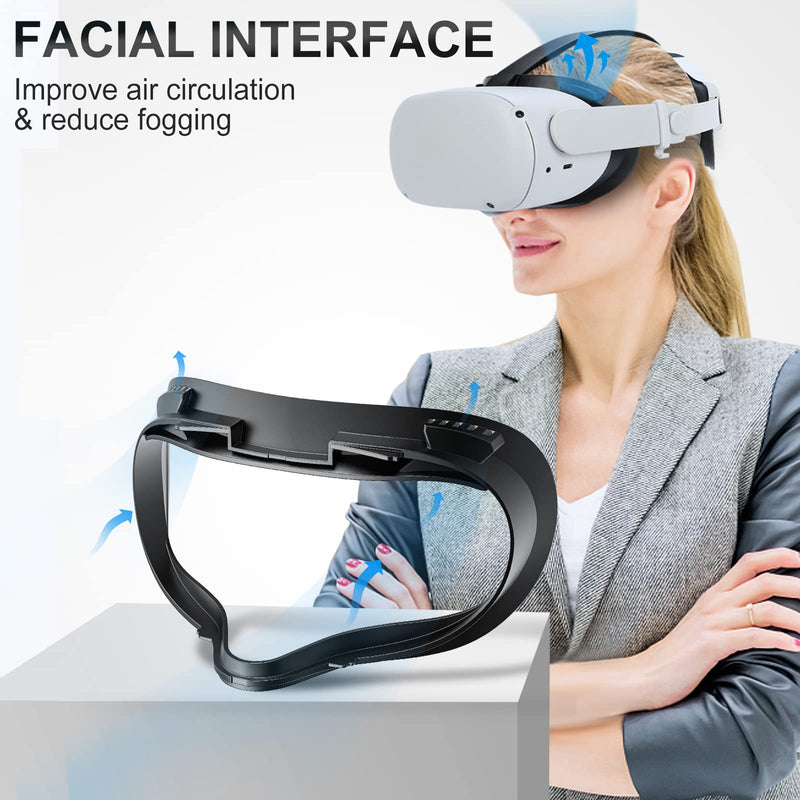 SUPERUS Head Strap and Face Cover Pad & Lens Cover for Quest 2, VR Accessories Compatible with Oculus/Meta Quest 2