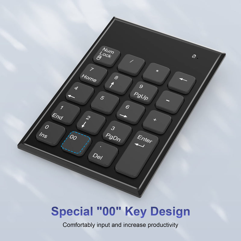 Wireless Number Pad and Mouse Combo 2.4G 19 Keys USB Wireless Numeric Keypad - 3 Adjustable Silent Mouse DPI 800/1200/1600, Number Keypad for Laptop/Notebook/Desktop/PC Computer, with USB Receiver