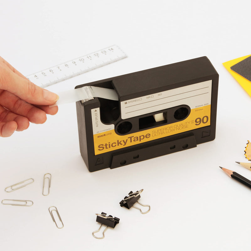 [AUSTRALIA] - Suck UK Tape Dispenser - Retro Cassette Tape Dispenser Desk - Retro Desk Accessories - Novelty Office Accessories - Sticky Holder - Double Sided Organiser - Old School Stationery Gift - Refillable 