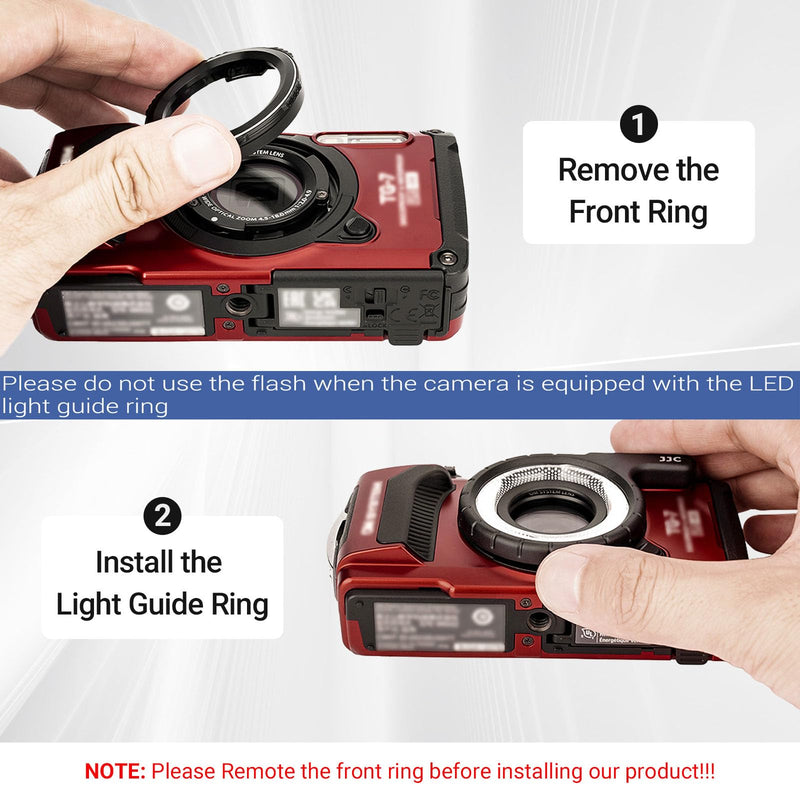 Flash Diffuser +LED Light Guide Ringfor Olympus TG-7 TG-6 TG-5 TG-4 TG-3 TG-2 TG-1