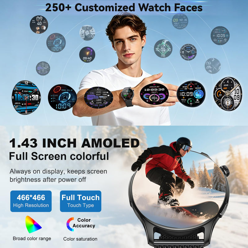 Smart Watch for Men Women Fitness Tracker: Smartwatch for Android Phones iPhone Compatible Samsung Bluetooth Call Answer/Make Watches for Men Heart Rate Sleep Monitor IP68 Waterproof 120+Sports Model Black-Gray