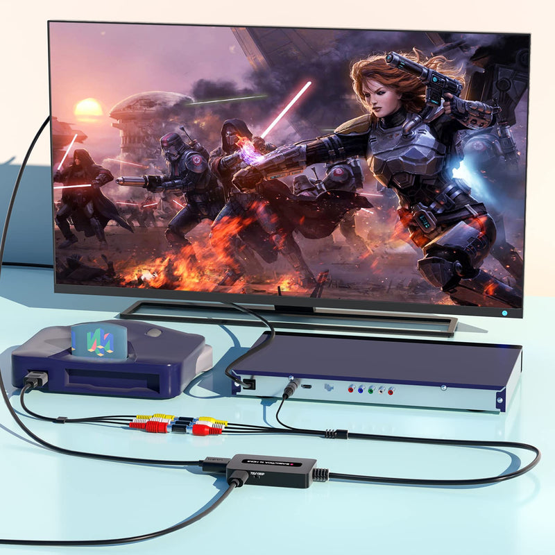 RCA Svideo to HDMI Converter with HDMI Cable(RCA and Svideo Integrated), RCA S-Video HDMI Converter, CVBS Composite AV to HDMI Converter
