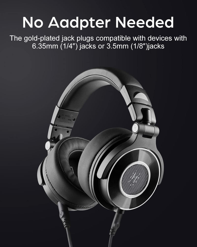 OneOdio Monitor 60 Professional Studio Headphones - Recording Wired Over Ear Headphones, Hi-Res Audio, Soft Comfortable Earmuffs, 6.35mm Adapter for Tracking Mixing DJ Mastering Broadcast-Black Black