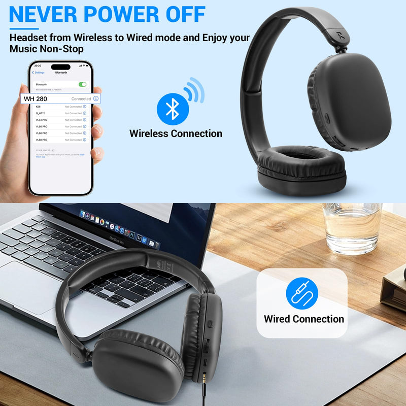 [AUSTRALIA] - FM Radio MP3 Player Headphones Micro SD Card,Wireless and Wired Lightweight Headphone with Deep Bass and Built in Microphone Over The Ear Unequaled Comfort,for Travel,Home,Birthday Gift 