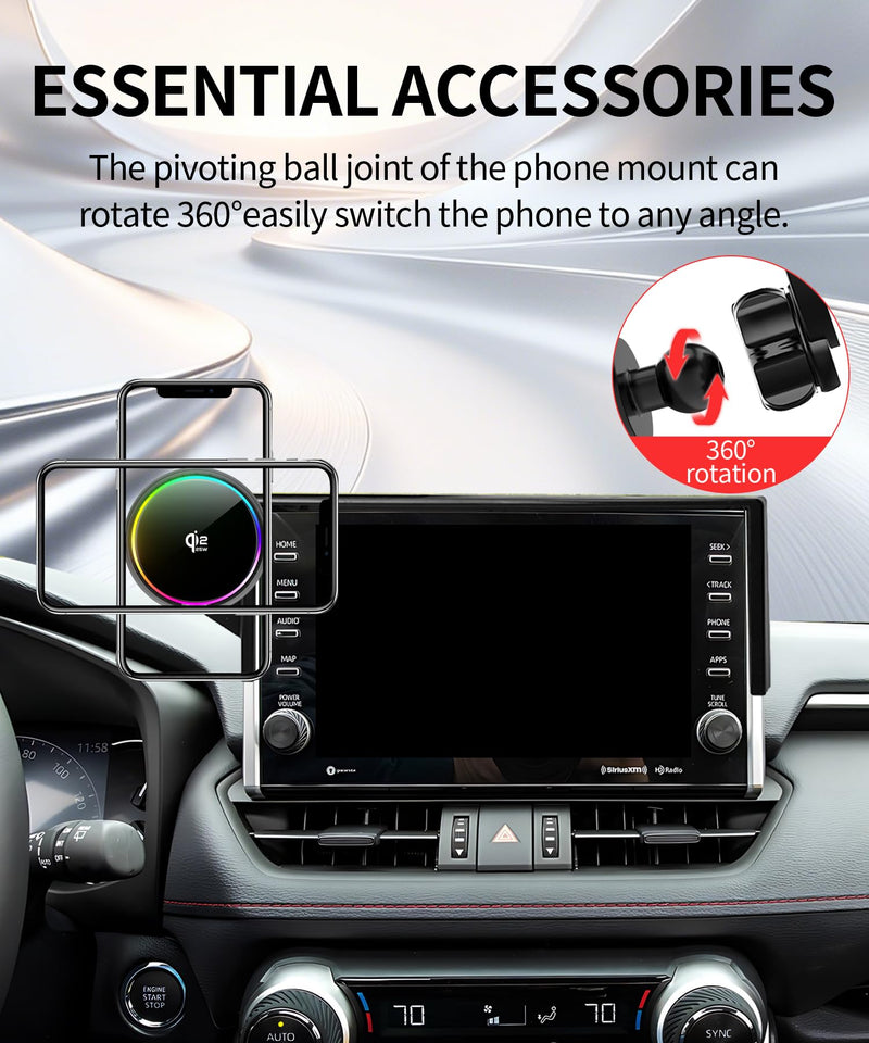 25W Car Mount Charger for Toyota RAV4 2022 9-Inch Screen | 2022 Toyota RAV4 Qi2.2 25W MagSafe Fast Charging Cell Phone Holder Accessories,with Cooling Fan＆54W Fast Adapter for 2022 Toyota RAV4(9 Inch)