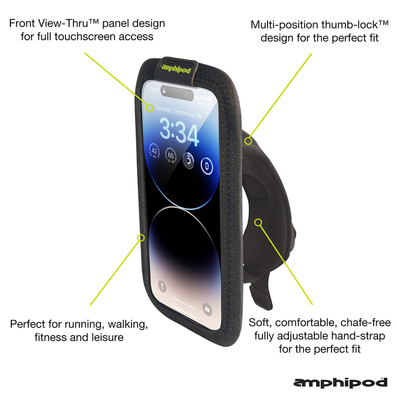 Amphipod HandPod SmartView Pouch, Touchscreen Phone Holder, 6.35x3.125x0.5" Black 6.35" x 3.125" x 0.5"