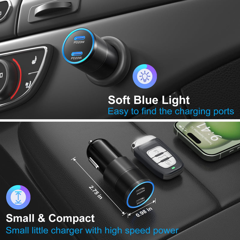 10 Pack USB C Car Chargers, Dual 12V USB C & USB Car Charger Apdaters PD&QC 3.0 Fast Charging Cigarette Lighter Plug