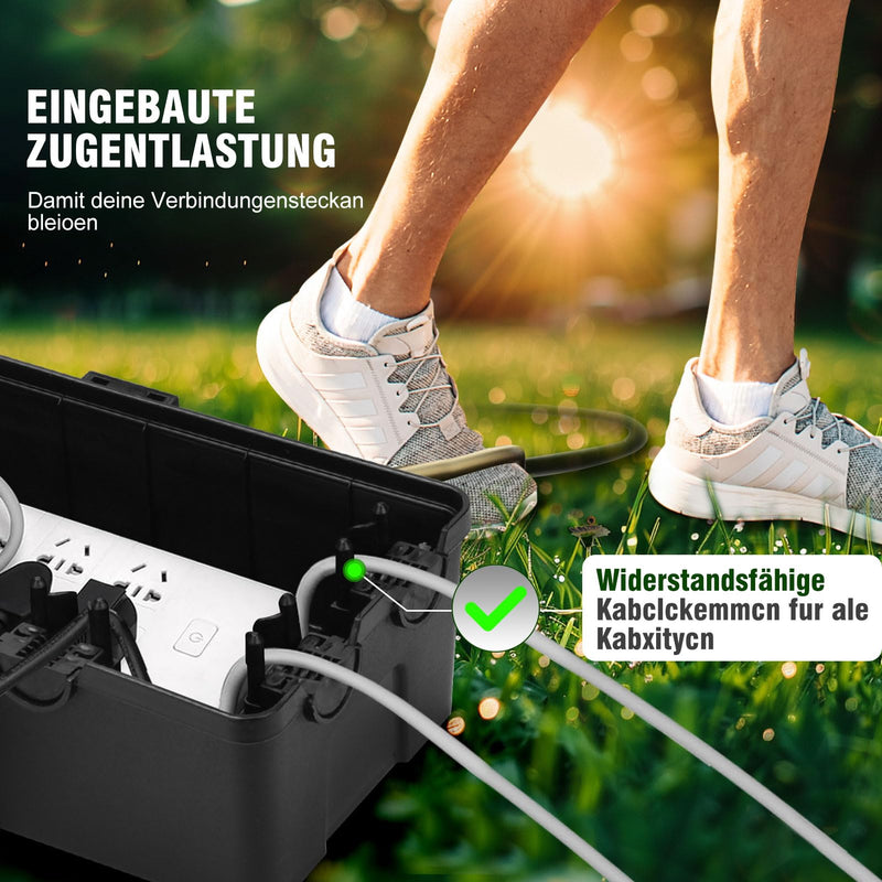Waterproof Cable Box, Garden Cable Box, Waterproof for Outdoor Use, IP54 Safe Box, Safety Box, Weatherproof Cable Box, Extension Cable Covers, Protect Socket, Timer, Plug mittelgroß