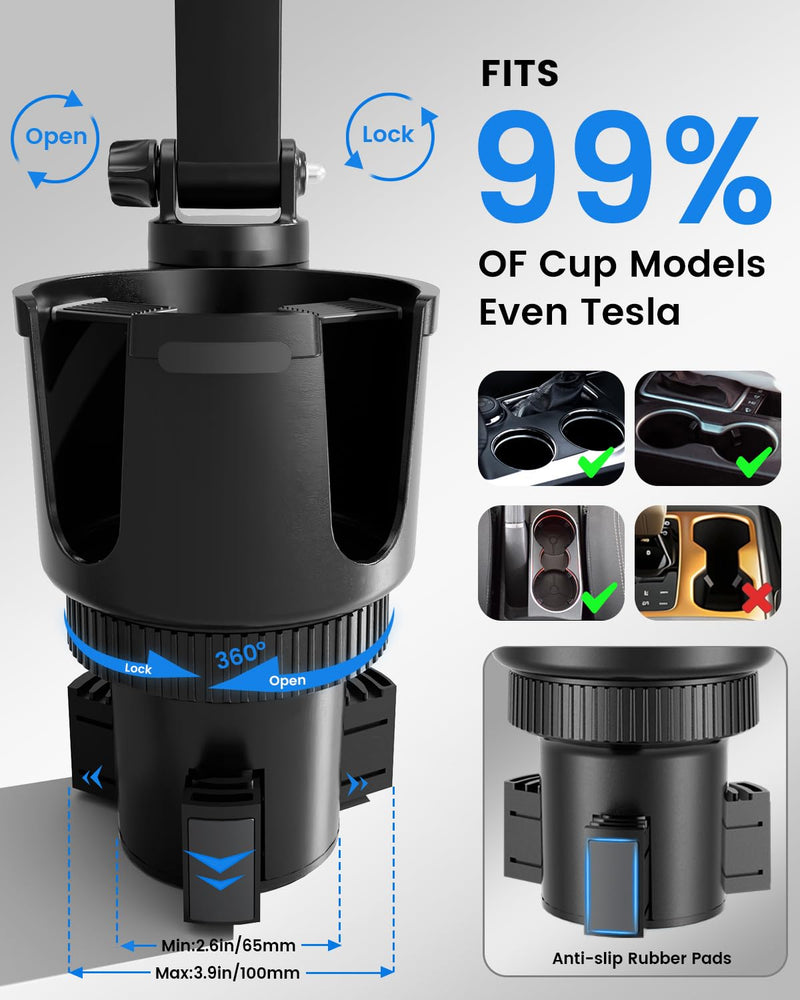 OHLPRO for iPhone 17 Pro Max MagSafe Car Charger Cup Holder Mount, 15W Fast Wireless Magnetic Charging Phone Holder for iPhone 16 15 14 13 Series, Adjustable Car Mount with Large Cup Base, Black