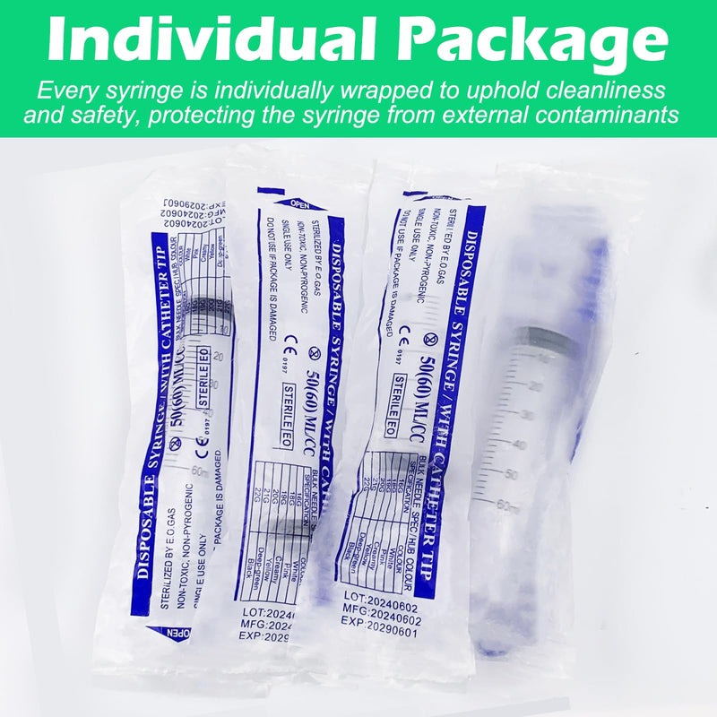 Pack of 4 Syringe Without Needle, 60 ml Large Colostrum Syringe, Sterile Liquid Dispensing Syringe, Graduated Plastic Syringe, Industrial Refill Syringe with 1 m Hose Caps for Liquid, Oil Suction
