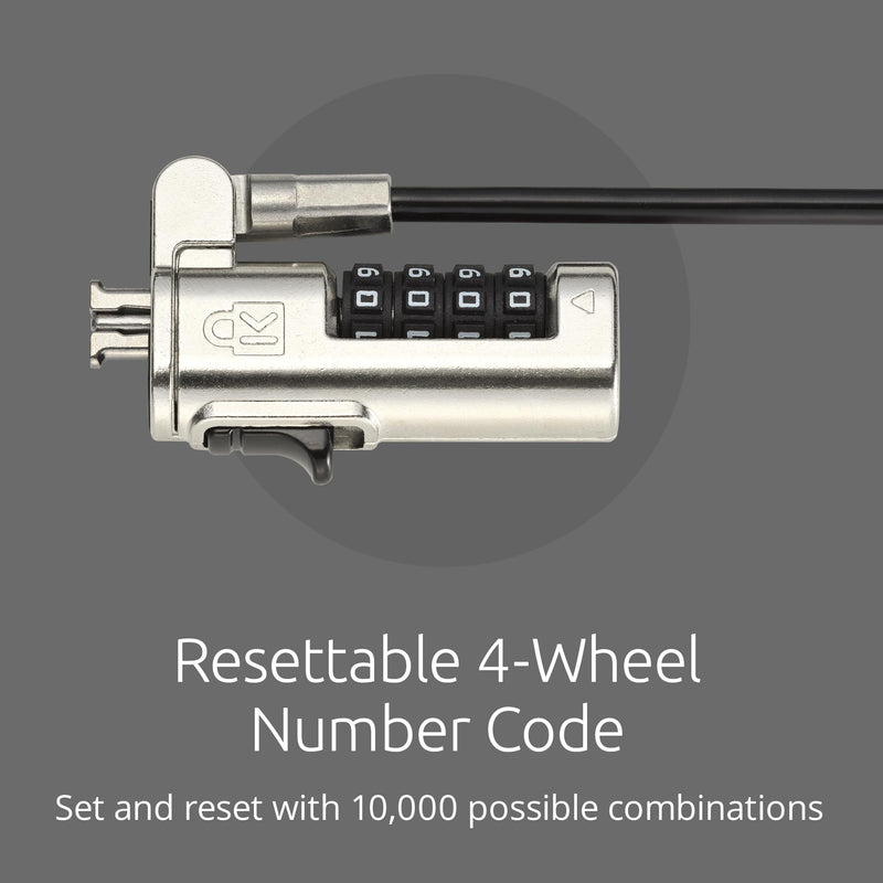 Kensington Simple Solutions Combination Laptop Lock for Standard Security Slot, Resettable Anti-Theft 4-Digit Combination K-Slot Security Cable Lock (K60213WW)